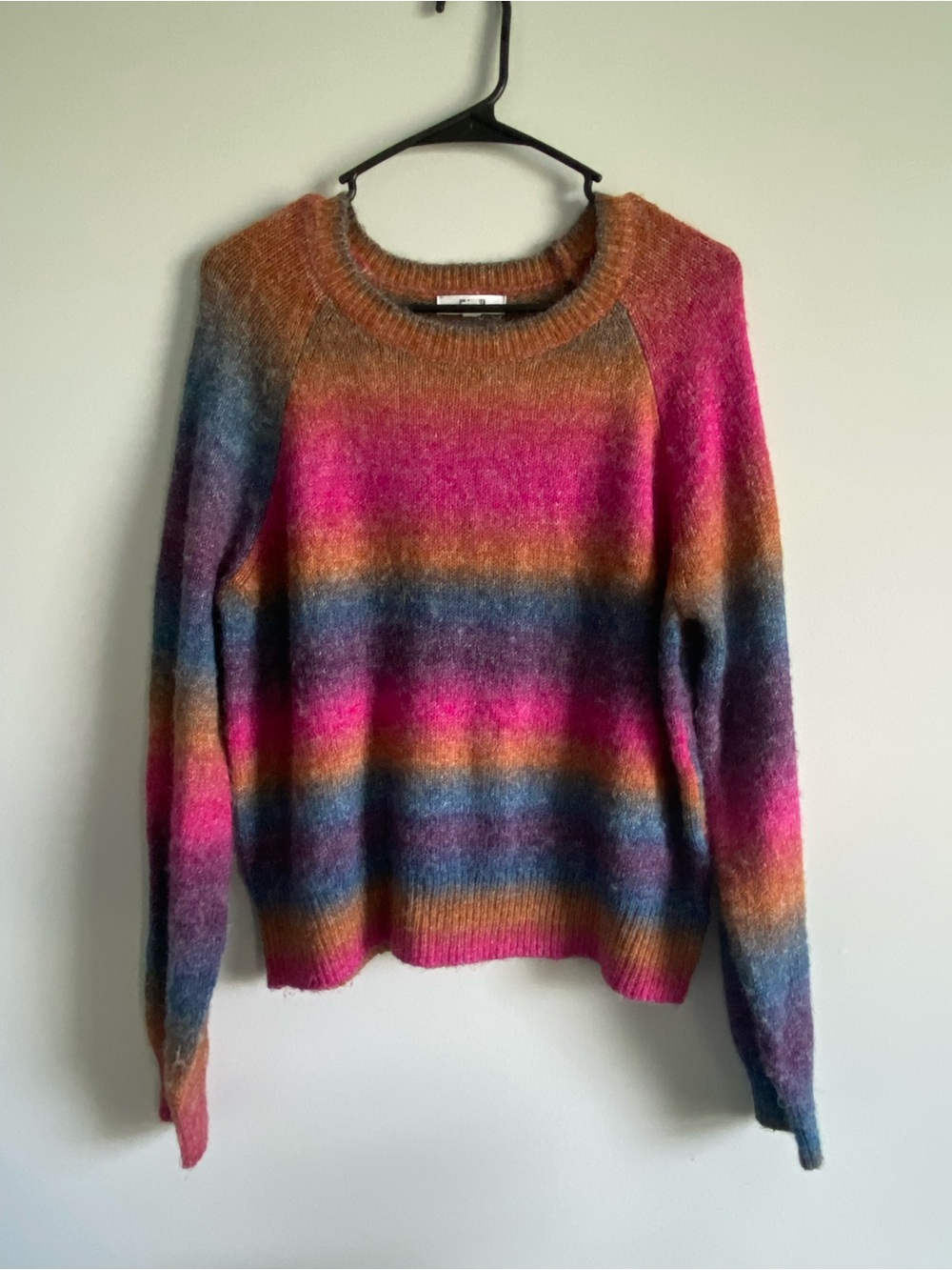 BB Dakota Steve Madden Rainbow Striped Crewneck Sweater Size Large